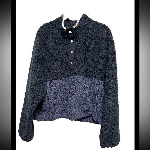 Old Navy Long-Sleeve Oversized Two-Tone Sherpa Sweatshirt for Women’s Large Tall - Picture 1 of 16